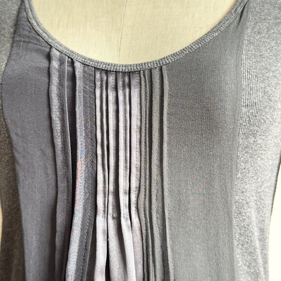 BRUNELLO CUCINELLI For Bergdorf Goodman Gray Cotton Silk Pleated Top - Picture 7 of 11